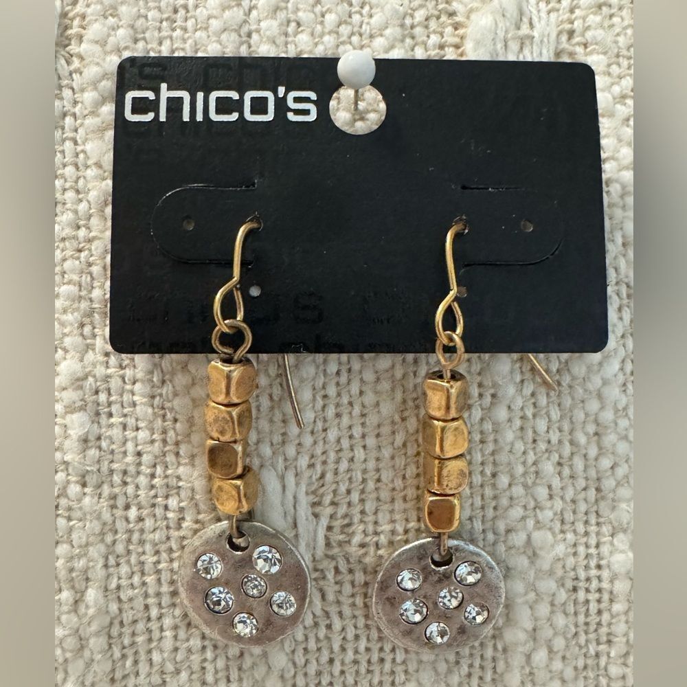 0128-Chico's Gold and Silver Dangle Earrings